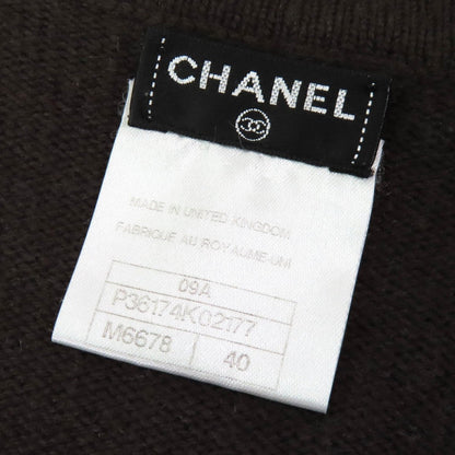 Chanel Cardigan 09A P36174 Cashmere Dark Brown Gold 40