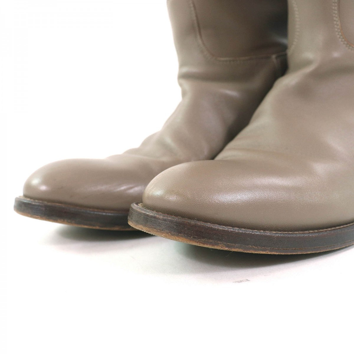 Hermes Knee-High Boots Leather Greige Type Jumping Boots 36.5