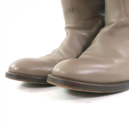 Hermes Knee-High Boots Leather Greige Type Jumping Boots 36.5