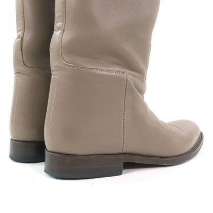 Hermes Knee-High Boots Leather Greige Type Jumping Boots 36.5