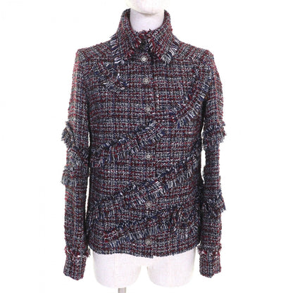 Chanel Jacket P49469 Wool Red Navy Black White 34