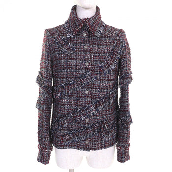 Chanel Jacket P49469 Wool Red Navy Black White 34