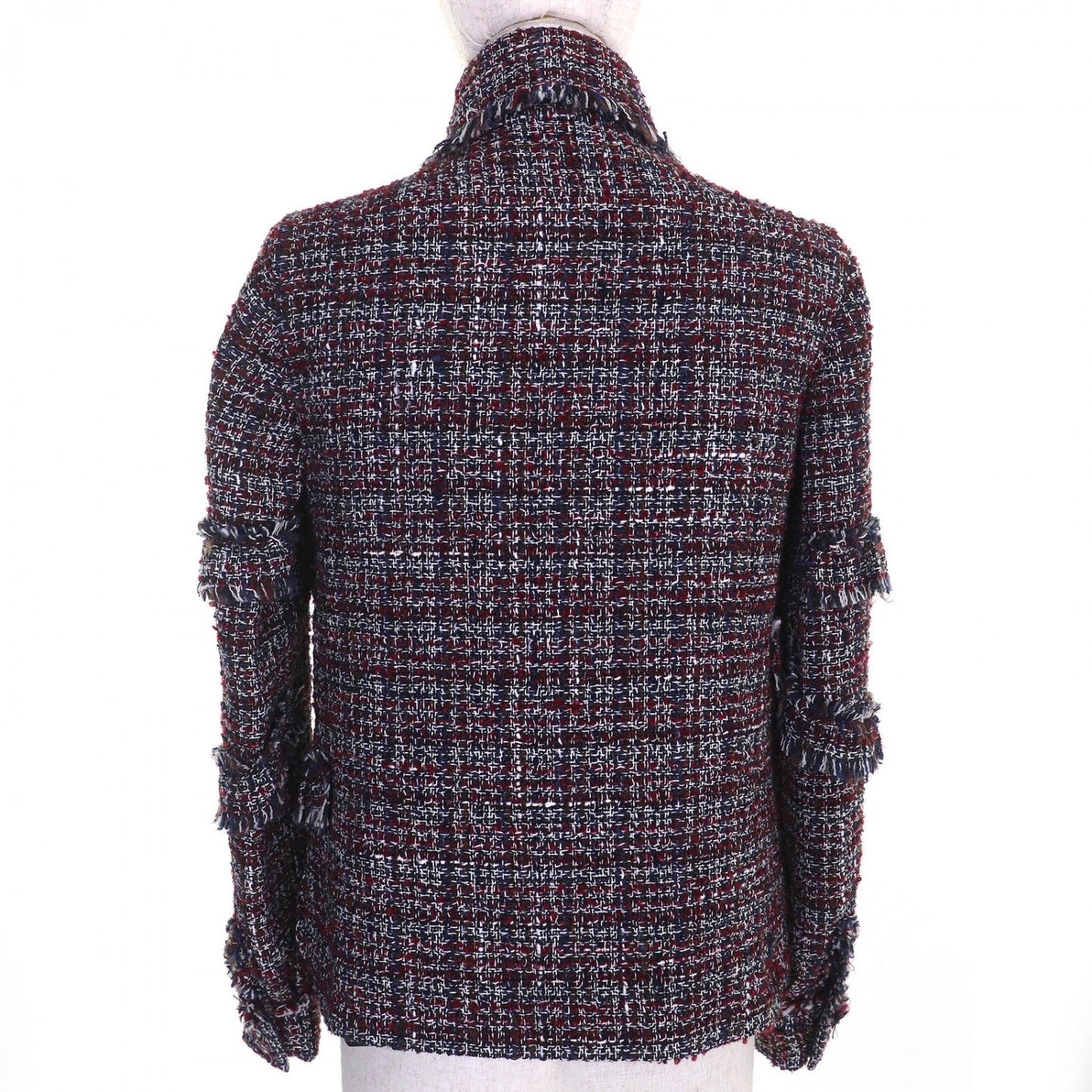Chanel Jacket P49469 Wool Red Navy Black White 34