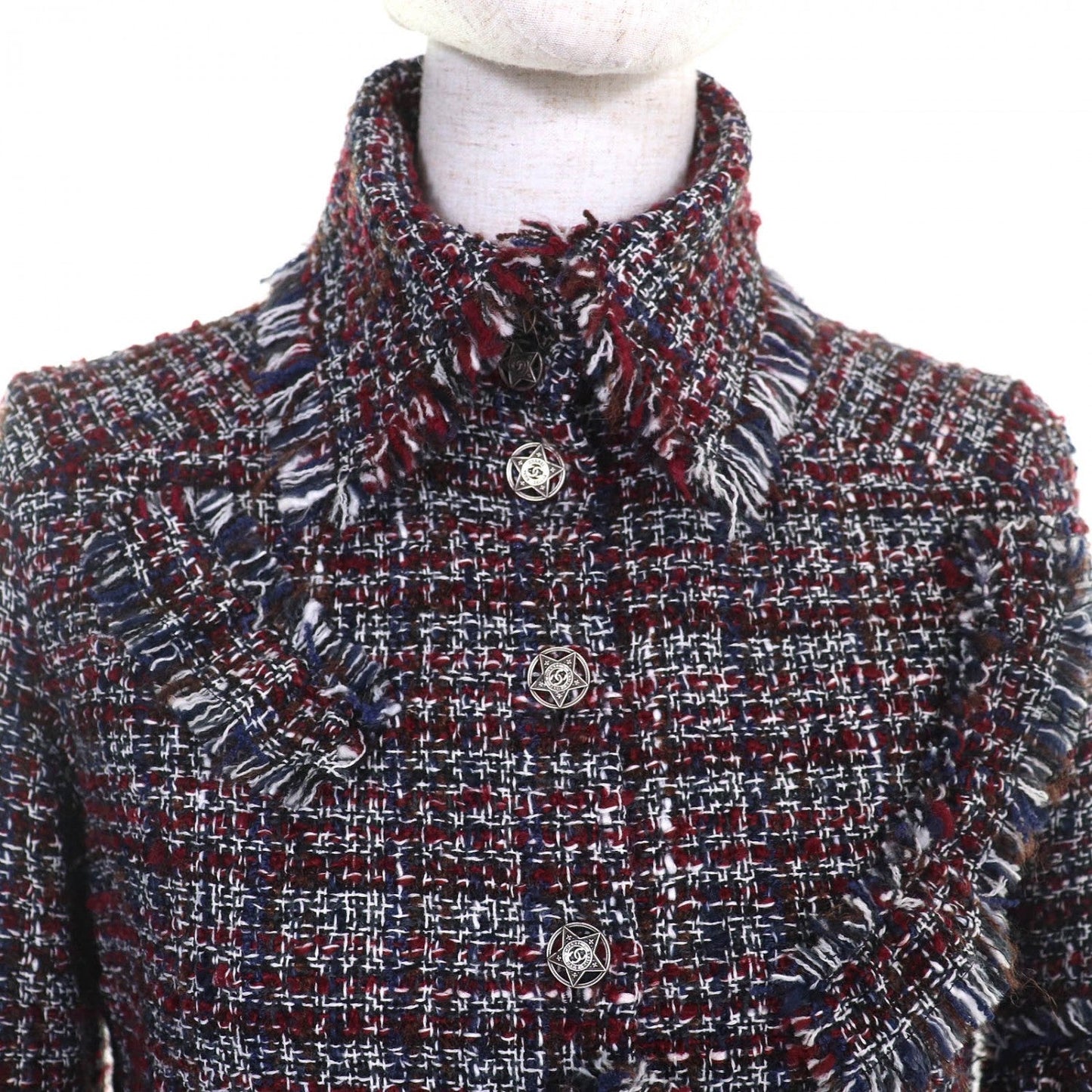 Chanel Jacket P49469 Wool Red Navy Black White 34