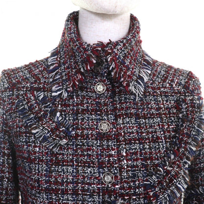 Chanel Jacket P49469 Wool Red Navy Black White 34