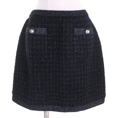 Chanel Mini Skirt 20B P65123 Alpaca Black Silver 40