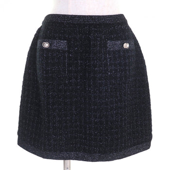 Chanel Mini Skirt 20B P65123 Alpaca Black Silver 40