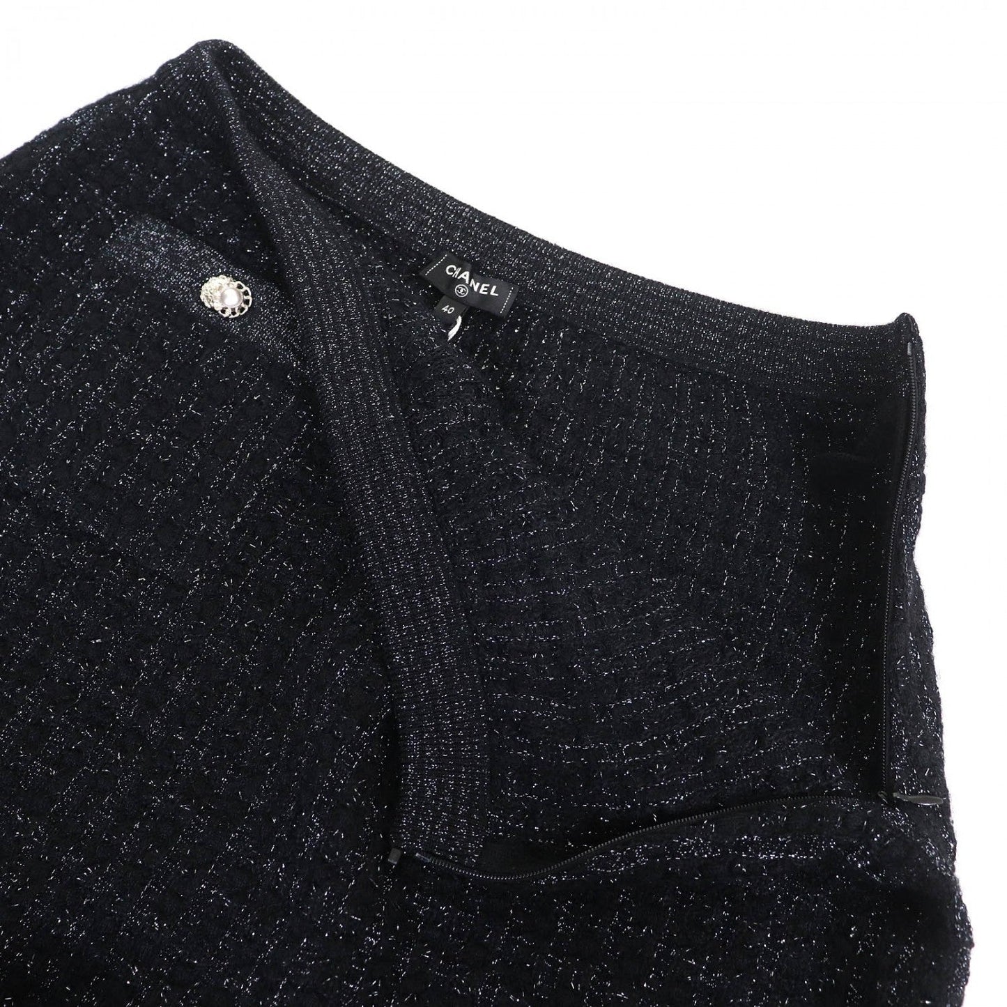 Chanel Mini Skirt 20B P65123 Alpaca Black Silver 40