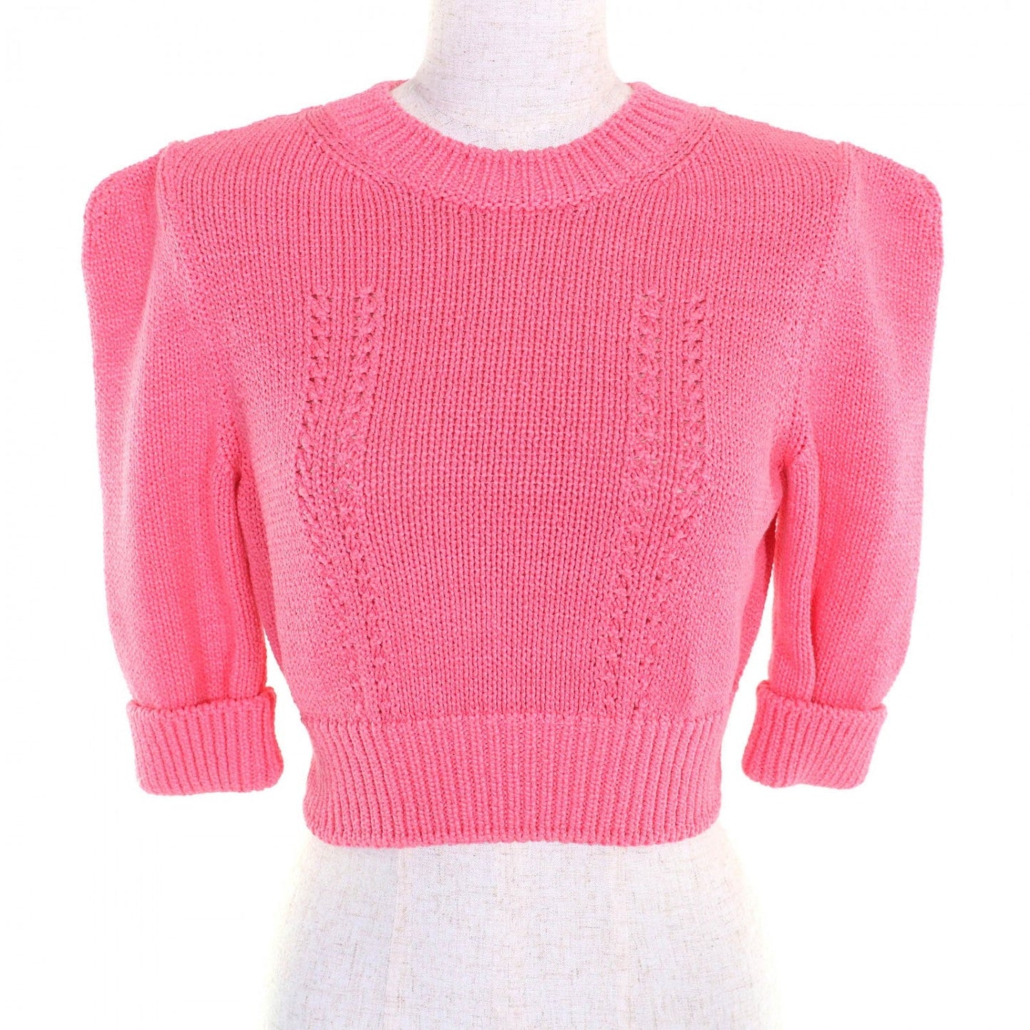 Chanel Short Sleeve Knit 22S P72760 Cotton Pink 34