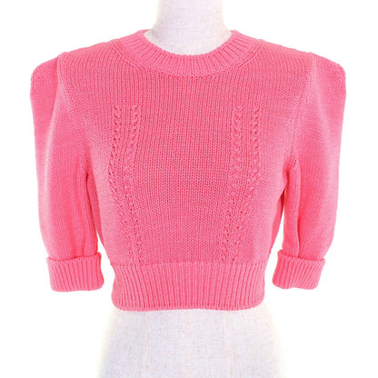 Chanel Short Sleeve Knit 22S P72760 Cotton Pink 34