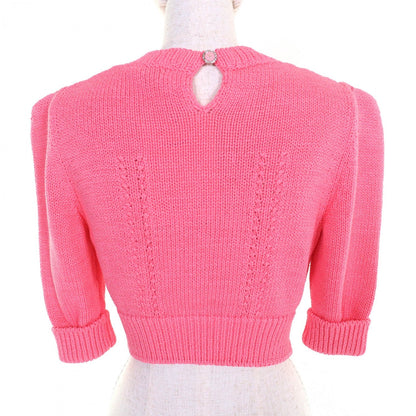 Chanel Short Sleeve Knit 22S P72760 Cotton Pink 34