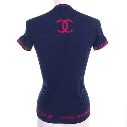 Chanel Tops P61004 Silk Navy Pink 34