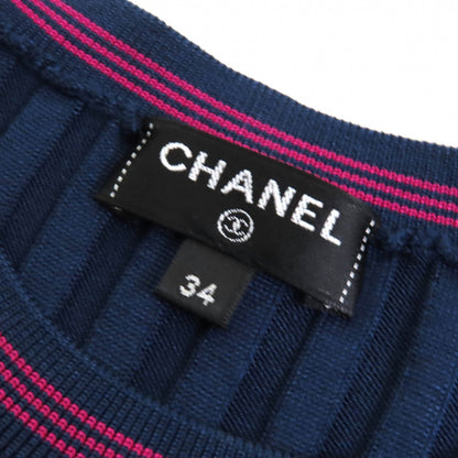 Chanel Tops P61004 Silk Navy Pink 34