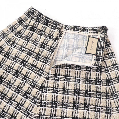 Gucci Tweed Skirt 652126 Cotton Gold Black 36
