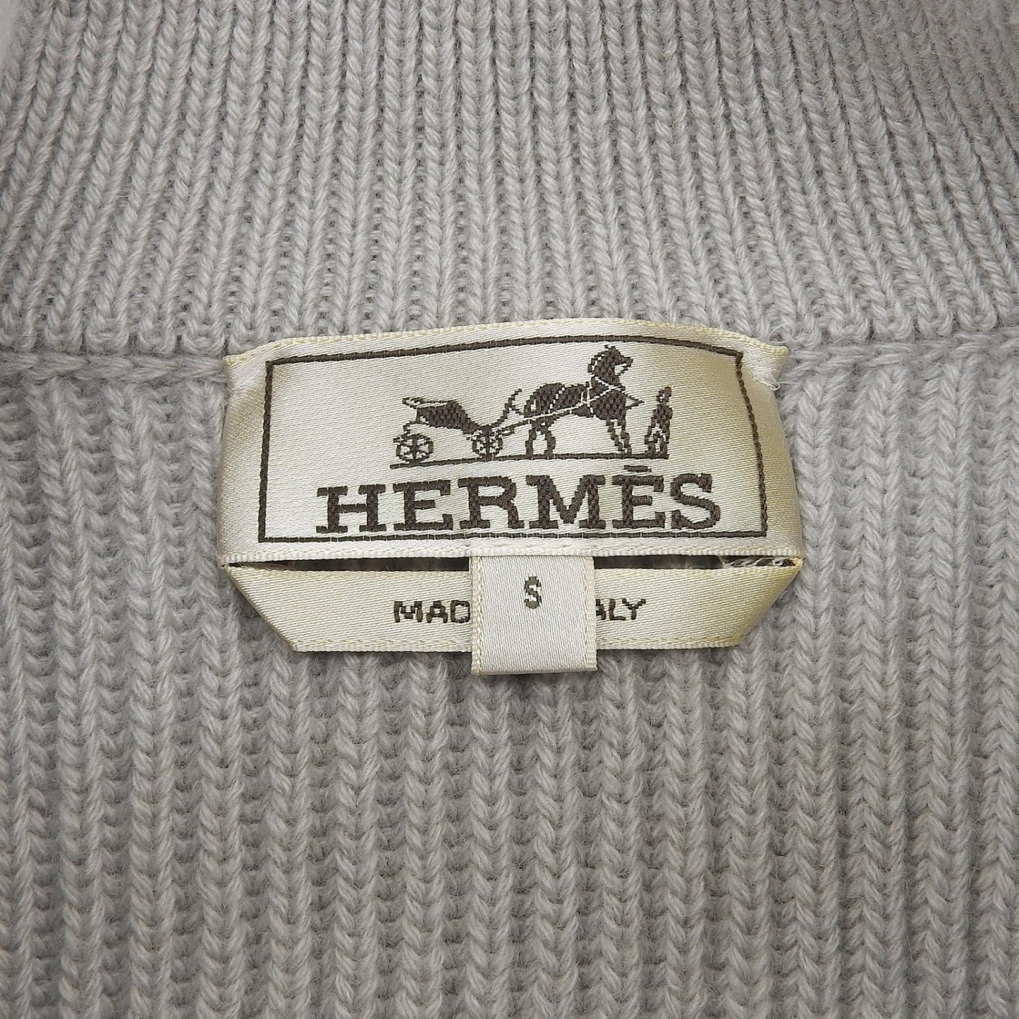 Hermes Knit Cashmere Gray Fisherman Graphique S