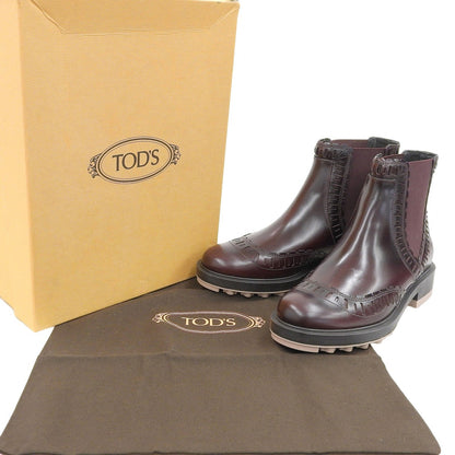 Tods Ankle Boots Leather Dark Brown 35.5