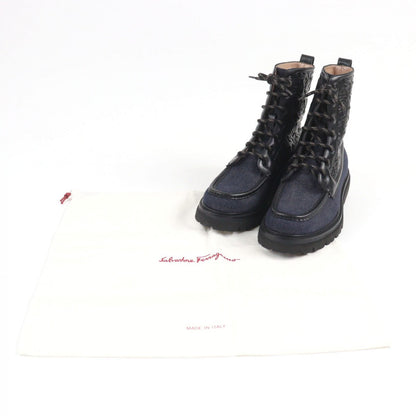Salvatore Ferragamo Boots Denim Navy Black Naval2 7