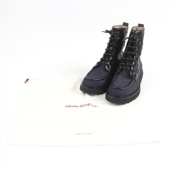 Salvatore Ferragamo Boots Denim Navy Black Naval2 7