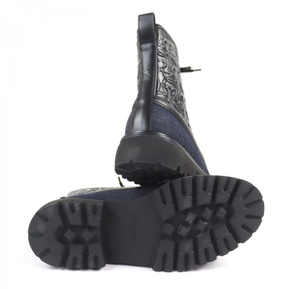 Salvatore Ferragamo Boots Denim Navy Black Naval2 7