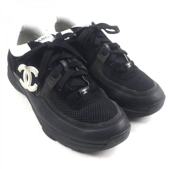 Chanel Low Cut Sneakers G38301 Mesh Black White 44