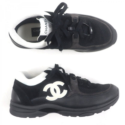 Chanel Low Cut Sneakers G38301 Mesh Black White 44
