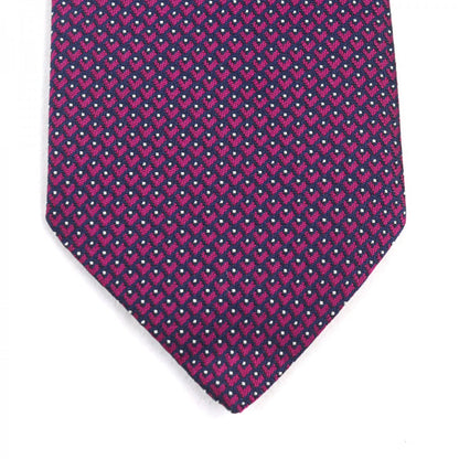 Hermes Tie 659122T Silk Purple Marine Framboise Blanc Cravate