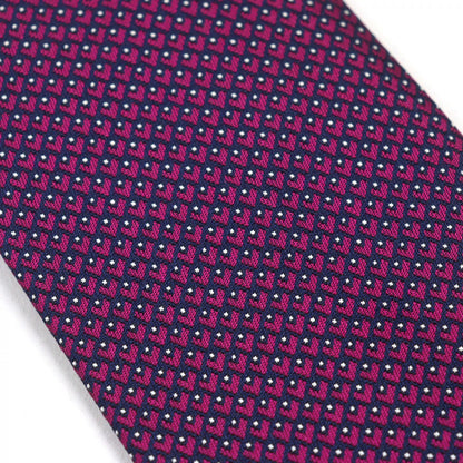 Hermes Tie 659122T Silk Purple Marine Framboise Blanc Cravate