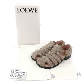Loewe Sandals 592404 Suede Leather Khaki Campo 38