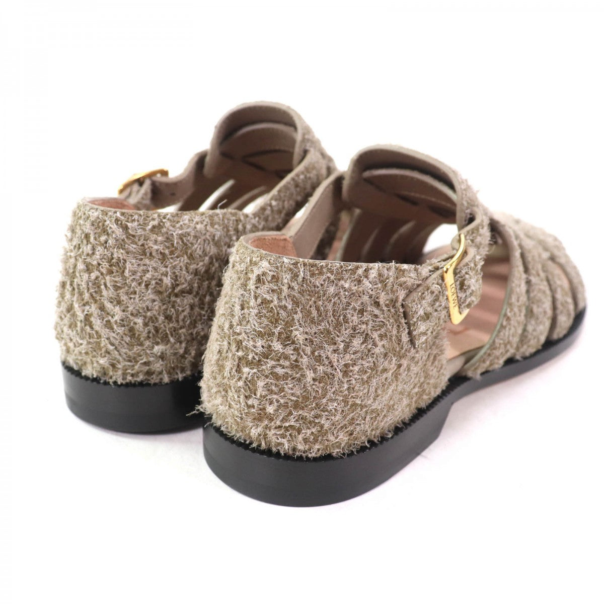 Loewe Sandals 592404 Suede Leather Khaki Campo 38