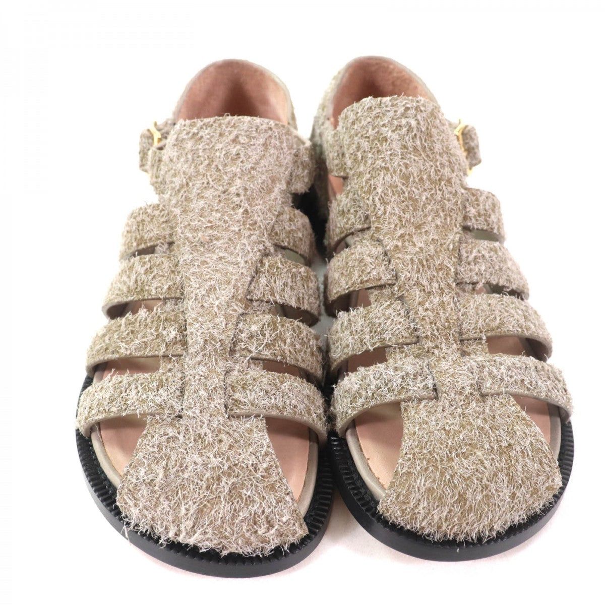 Loewe Sandals 592404 Suede Leather Khaki Campo 38