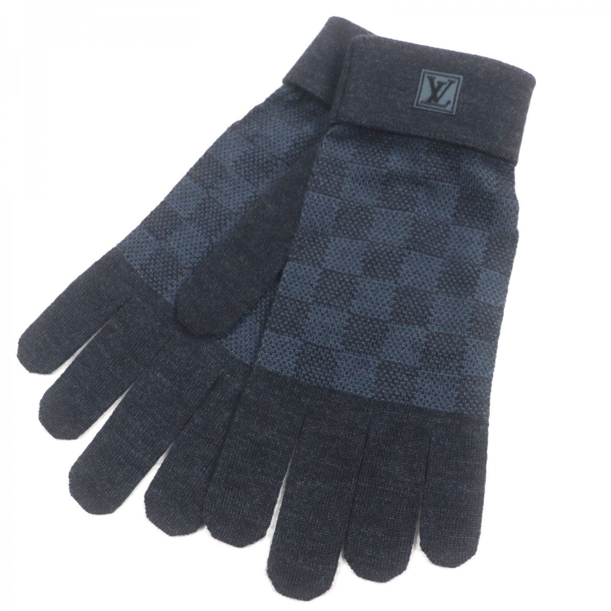 Louis Vuitton Gloves M70008 Wool Two-Tone Color (Blue) Damier Graphite Damier Gon Petite