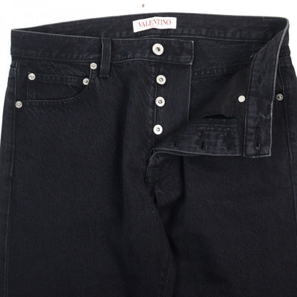 Valentino Denim Pants Xv3De01W888 Cotton Black 31