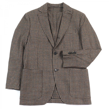 Salvatore Ferragamo Tailored Jacket Wool Brown Type Check Pattern 46-7R