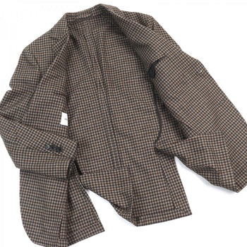 Salvatore Ferragamo Tailored Jacket Wool Brown Type Check Pattern 46-7R