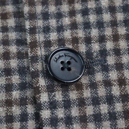 Salvatore Ferragamo Tailored Jacket Wool Brown Type Check Pattern 46-7R