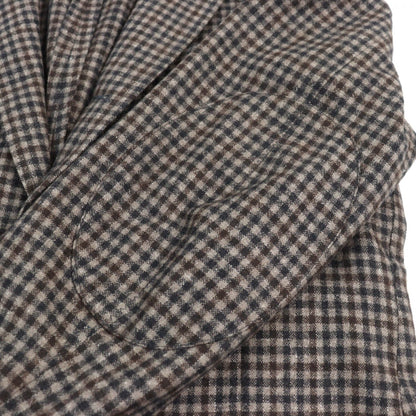 Salvatore Ferragamo Tailored Jacket Wool Brown Type Check Pattern 46-7R