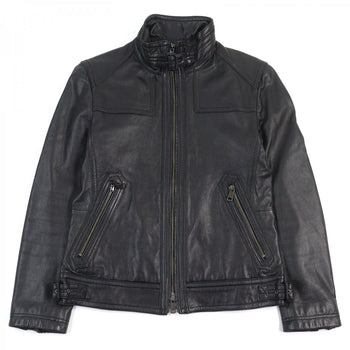 Burberry Black Label Riders Jacket D1F06-605-09 Sheep Leather Black M