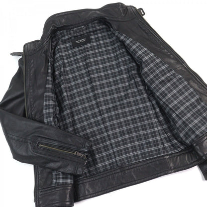Burberry Black Label Riders Jacket D1F06-605-09 Sheep Leather Black M