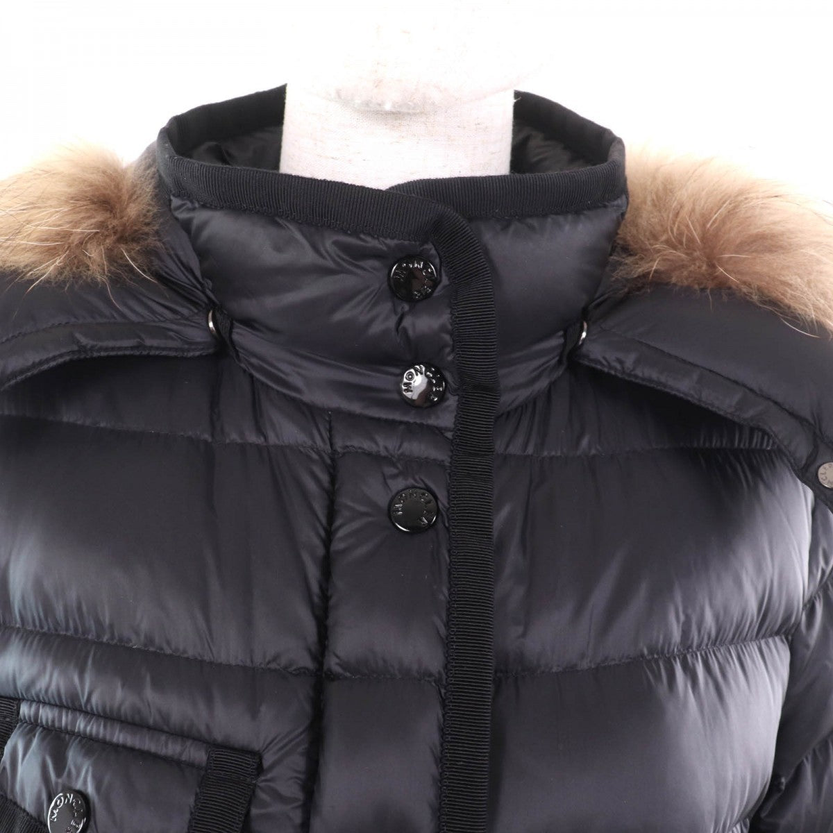 Moncler Down Coat Nylon Black Hermifur 1