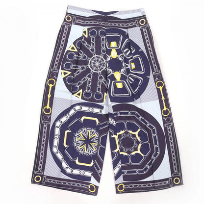 Hermes Cropped Pants Silk Navy Kaleidoscope Effect 40