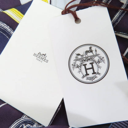 Hermes Cropped Pants Silk Navy Kaleidoscope Effect 40