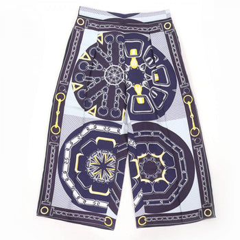 Hermes Cropped Pants Silk Navy Kaleidoscope Effect 40