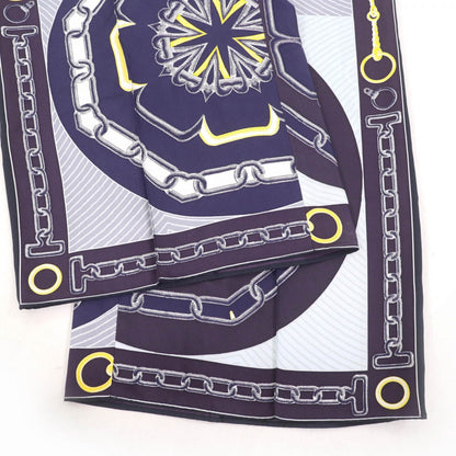 Hermes Cropped Pants Silk Navy Kaleidoscope Effect 40