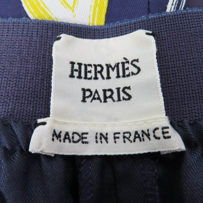 Hermes Cropped Pants Silk Navy Kaleidoscope Effect 40