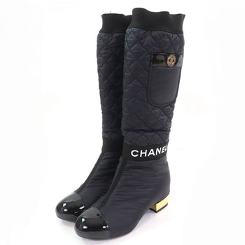 Chanel Knee-High Boots G38428 Leather Black 36