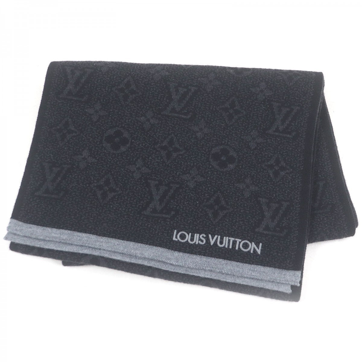 Louis Vuitton Scarf M73468 Wool Gris Escharp My Monogram Eclipse