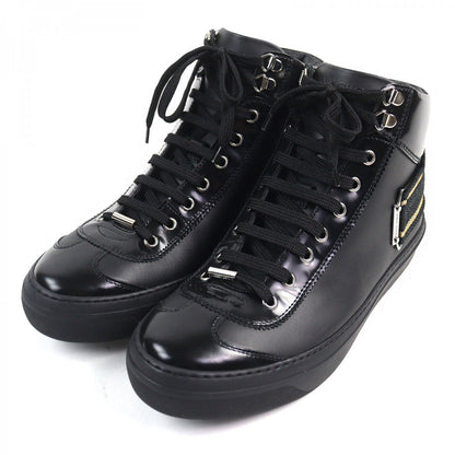Jimmy Choo High Cut Sneakers Leather Black Type Argyle Strap Trainer 41