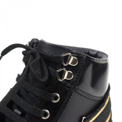 Jimmy Choo High Cut Sneakers Leather Black Type Argyle Strap Trainer 41