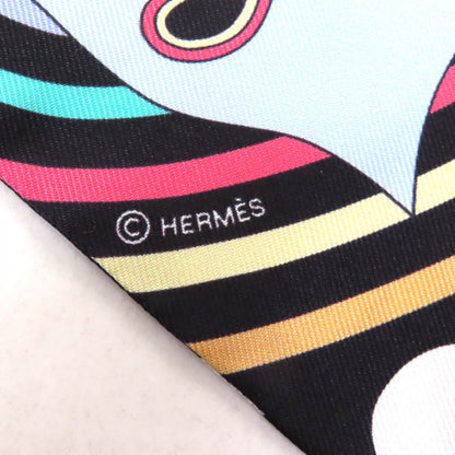 Hermes Scarf Silk Noir/Ciel/Multicol Carres Volants Flying Carre