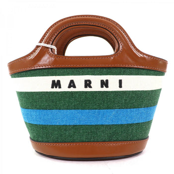 Marni Shoulder Bag Bmmp0096Q0 Cotton Brown Green Blue Tropicalia